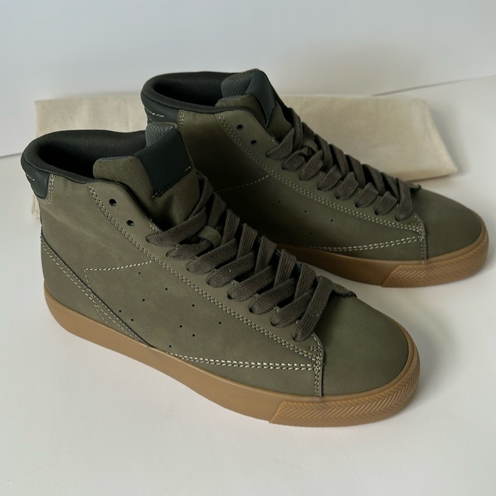 Zara Men's Olive High-Top Sneakers